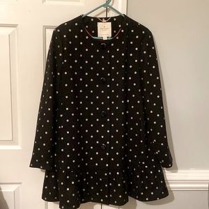 Kate Spade New York Black and Gold polka dot wool pea coat